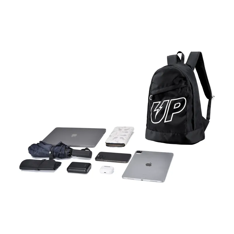 TURN UP Nylon Students Backpack Laptop Backpack Unisex Black-4