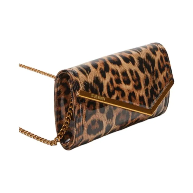 STEVE MADDEN Shiny Leather Clutch Women's Leopard-2