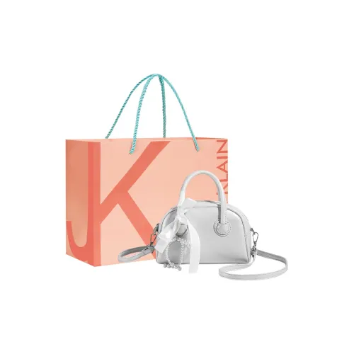 JANE KLAIN Synthetic Leather Handbag Regular Women's White/Black/Silver