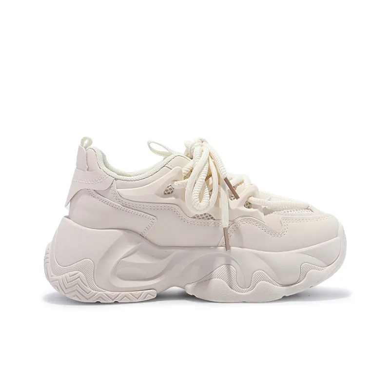 SNXR Anti-Slip Wear-Resistant Waterproof And Breathable Low-Top Chunky Sneakers Women's Beige-65