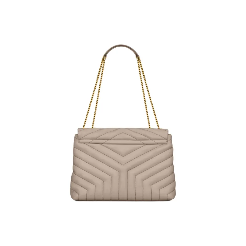 SAINT LAURENT LOULOU Calfskin Portable Crossbody Bag Shoulder Bag Medium Size Women's Taupe-4