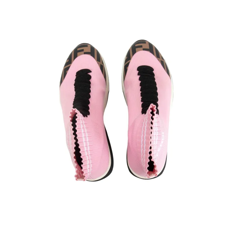 FENDI Slip Resistant Breathable High Top Sports Casual Shoes Women's Pink-3