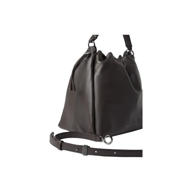 Brunello Cucinelli Soft Leather One Shoulder Handbag Women's Brown-2