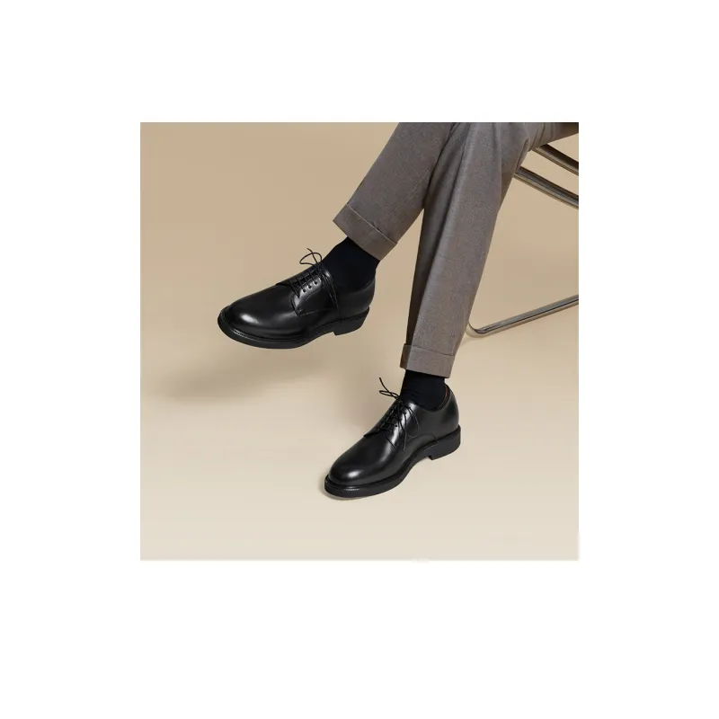 Zuti British Business Calfskin Derby Shoes Dress Shoes Men's Black-7