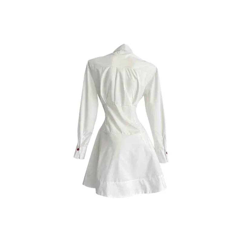Long Sleeved Dress Style Women's White Shades Single Item-1
