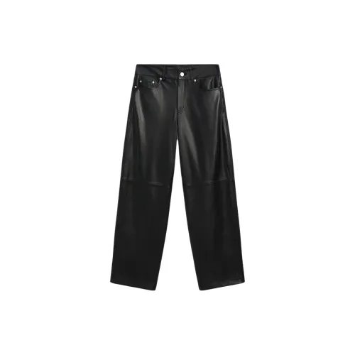 Massimo Dutti Leather Pants Women's Black