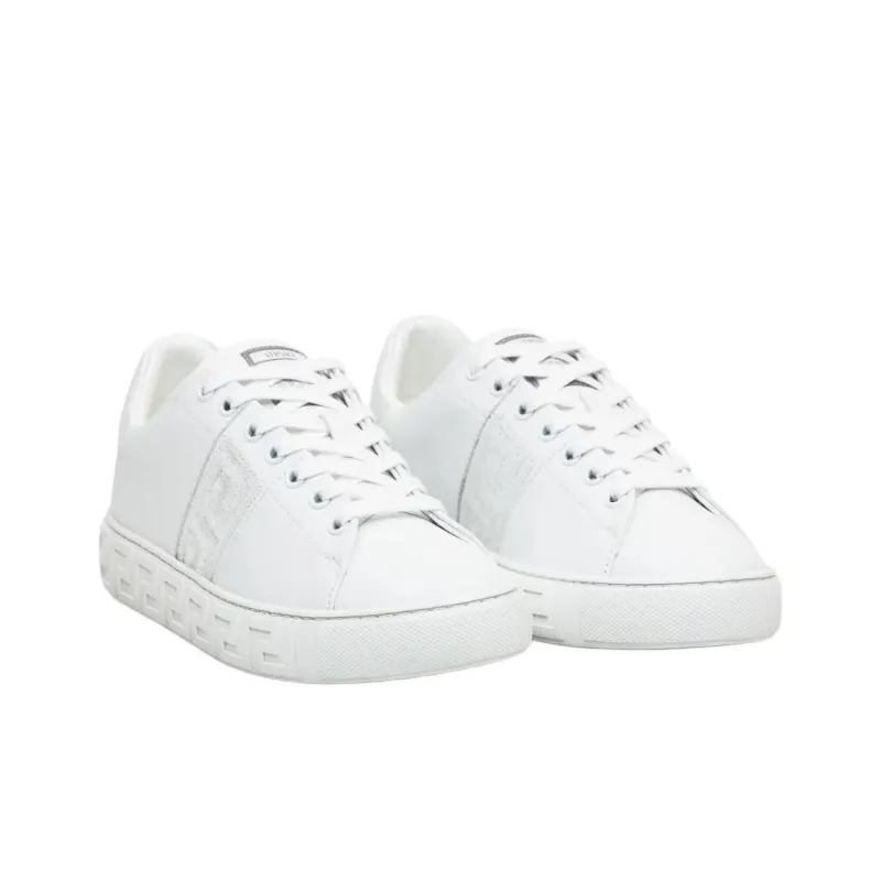 VERSACE Greca Low Top Skateboard Shoes Women's White-2