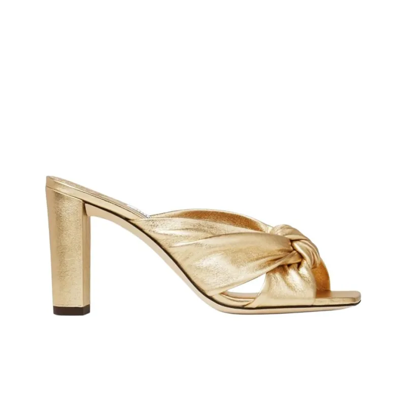 Jimmy Choo Avenue Metallic-finish Leather Mules-1