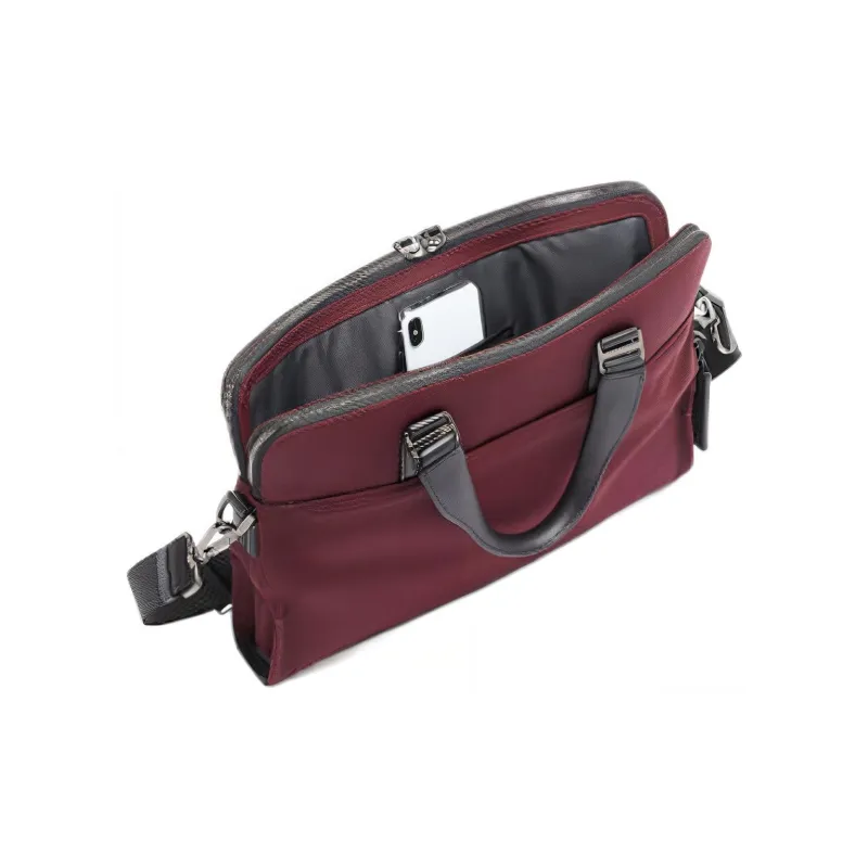 TUMI Harrison Leather Controller Business Bag, Nylon Crossbody Bag, Handbag Men's Red-1