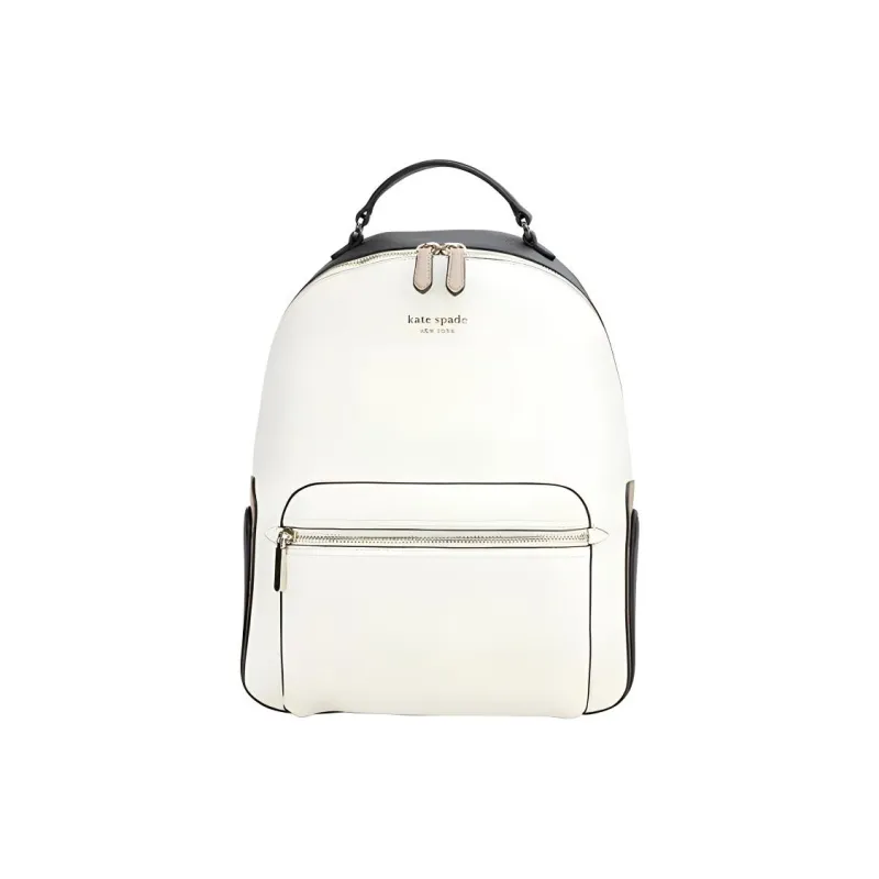 Kate Spade Hudson Leather Backpack Large Size Women's White & Black-1