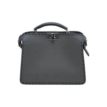 FENDI Leather Shoulder Bag, Crossbody Bag, Handbag Men's Gray