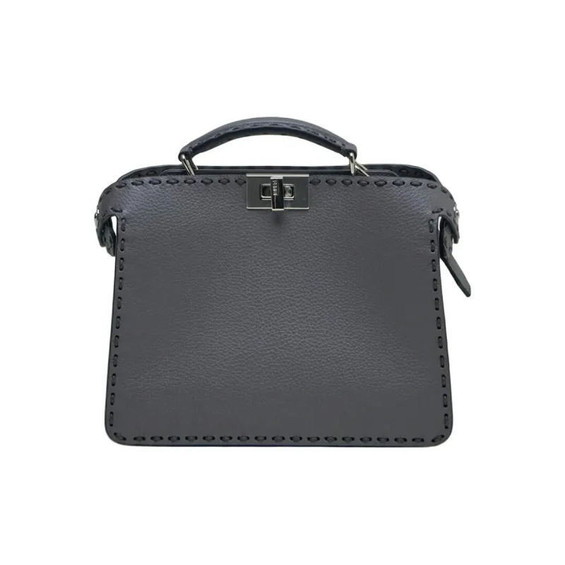 FENDI Leather Shoulder Bag, Crossbody Bag, Handbag Men's Gray-0