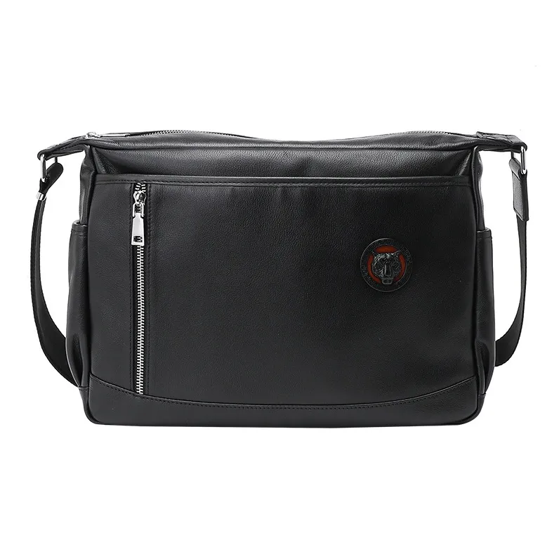 VIHUS Top Grain Cow Leather Shoulder Bag Regular Men's Black-3