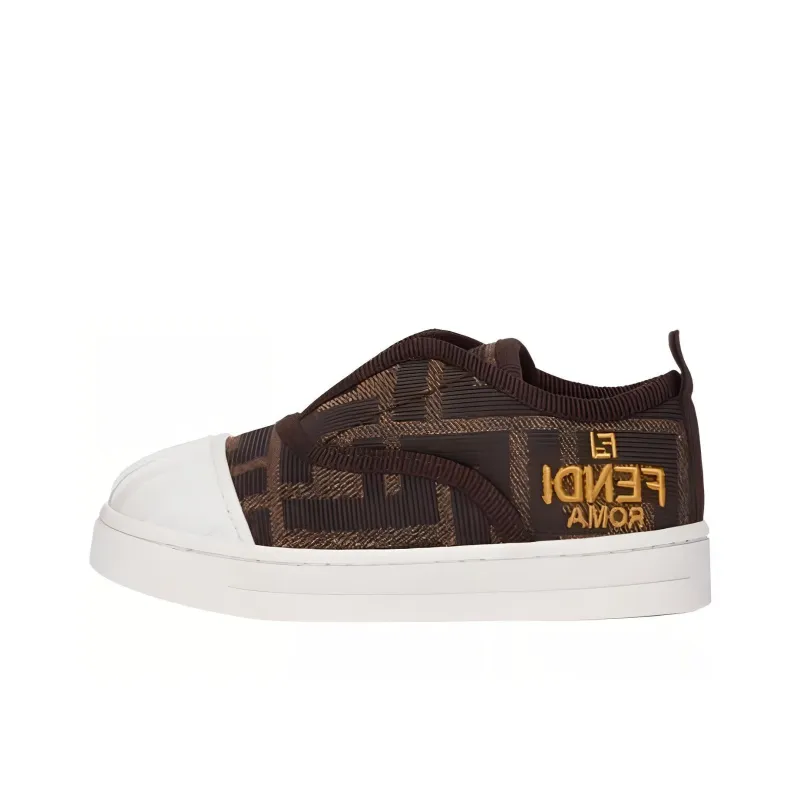 FENDI Slip-On Sneaker Junior First Steps 'Allover FF Logo - Tobacco'-0