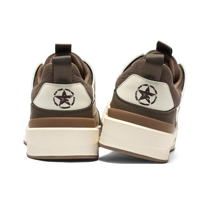 JEEP SPIRIT Coverage Wear Resistant Lightweight Breathable Height Increasing Low Top Skateboard Shoes Men's Cuban Brown-4