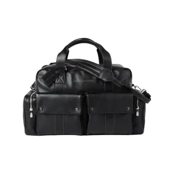 Brunello Cucinelli Grained Calfskin Shoulder Bag Crossbody Bag Handbag Men's Black