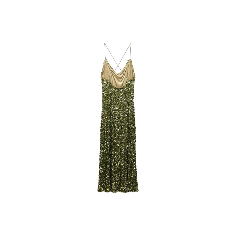 ZARA Slip Dresses Women's Green-1