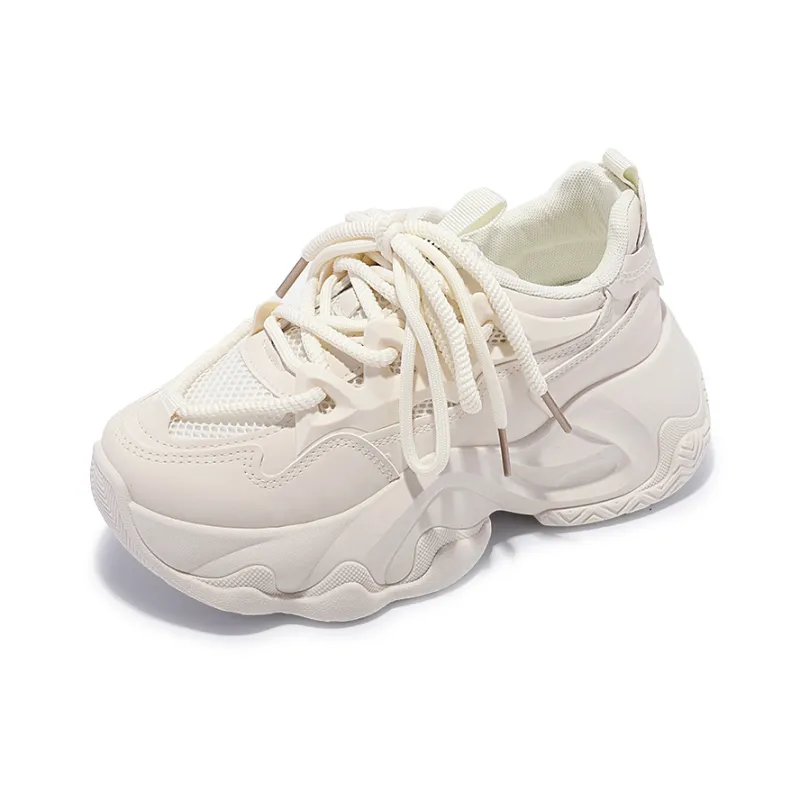 SNXR Anti-Slip Wear-Resistant Waterproof And Breathable Low-Top Chunky Sneakers Women's Beige-66
