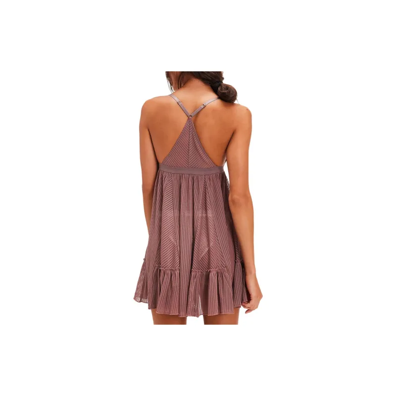 FREE PEOPLE Opposites Attract Mini Slip Slip Dresses Women's Driftwood/Floating Wood Color-1