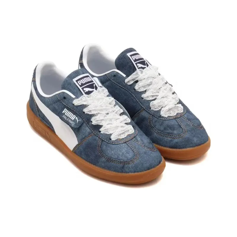 Atmos Pink x PUMA Palermo Anti Slip Wear Resistant Low Top Skateboard Shoes Unisex Blue-2