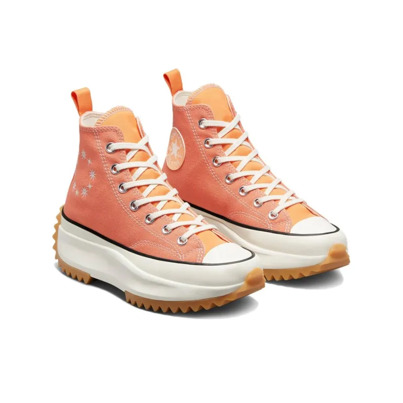 Converse Run Star Hike Anti Slip Wear Resistant Mid Top Canvas Shoes Women's Orange-2