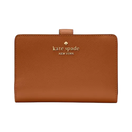 Kate Spade Cross Grain Leather Wallet Medium Size Women's Clay