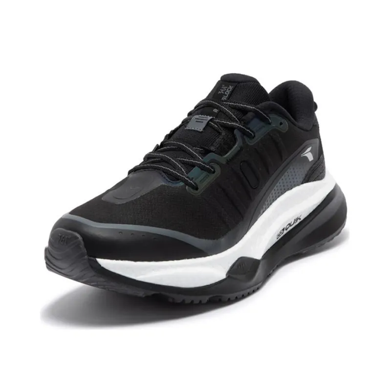 361° Red Flame 4 Slip-Resistant Cushioning Wear-Resistant Low-Top Casual Running Shoes Men's Black White-1