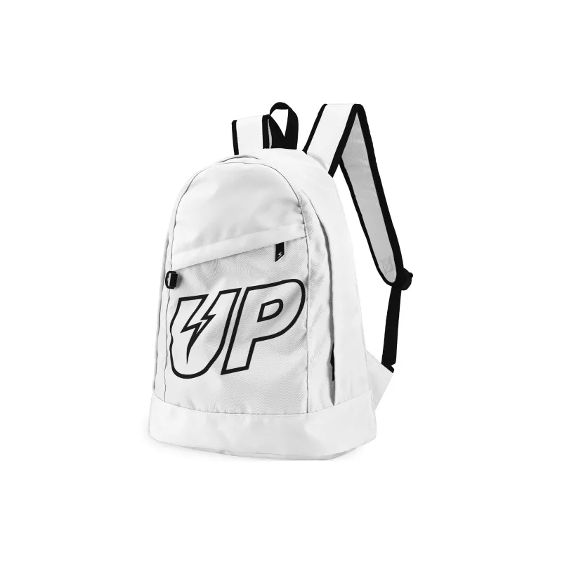 TURN UP Nylon Students Backpack Laptop Backpack Unisex White-1