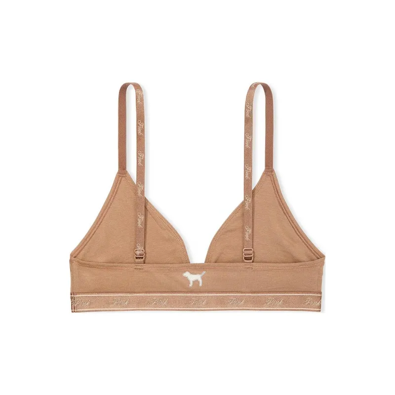 Victoria's Secret PINK Bralettes & Bra Tops Cotton Logo Triangle Bralette / Bra Women's Cocoa Latte-1