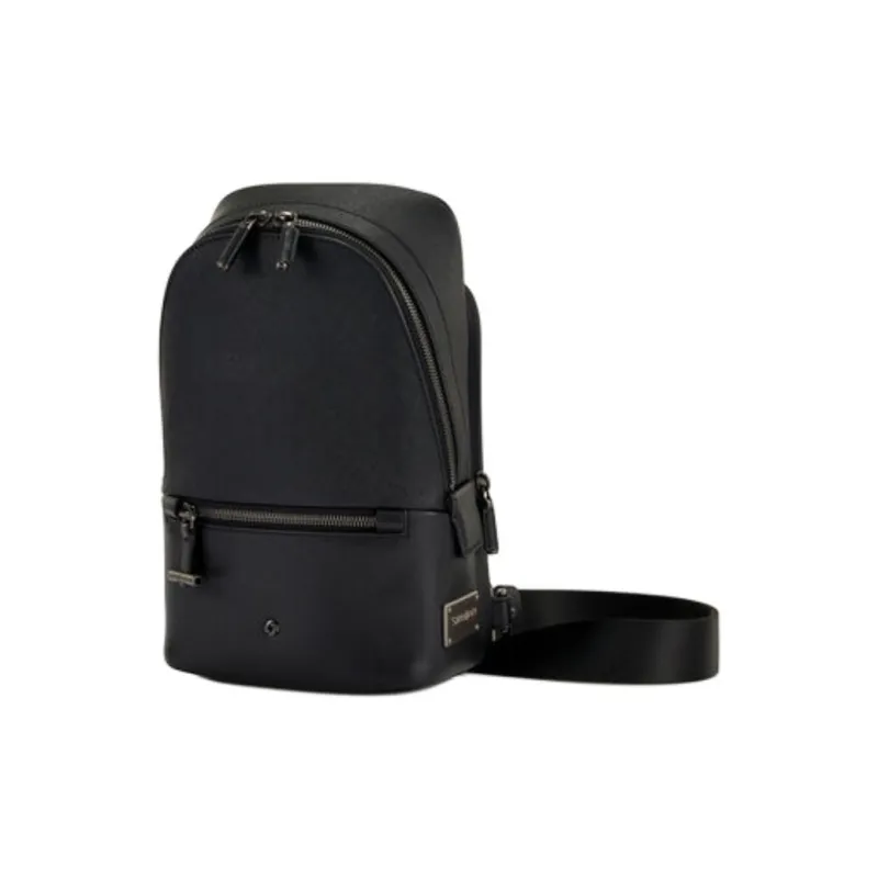 SAMSONITE Leather Crossbody Bag Shoulder Bag Unisex Black-1