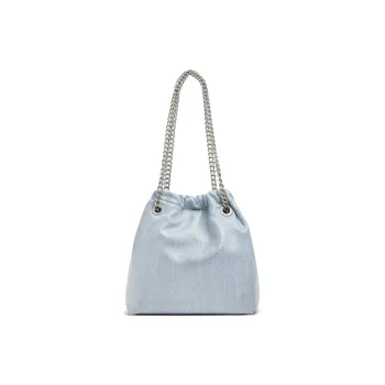 CHARLES&KEITH PU Laminated Textile Bucket Bag Hobo Bag Shoulder Bag Medium Size Women's Dark Denim Blue