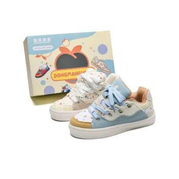 Anime Story Anti-Slip Wear-Resistant Lightweight Breathable Low-Top Skateboard Shoes Unisex Blue Yellow Box Included