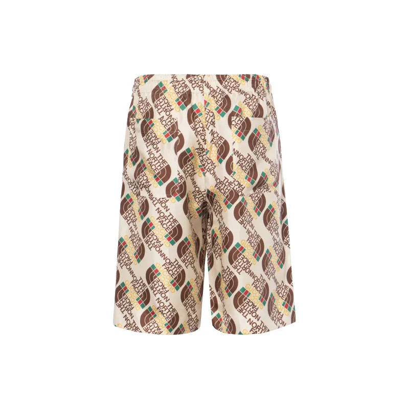 GUCCI X The North Face Logo Web Print Silk Shorts-1