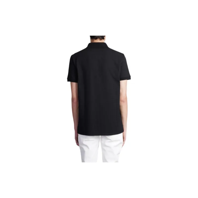 BALMAIN Monogram Pattern Piqué Short Sleeved Polo Shirt-1