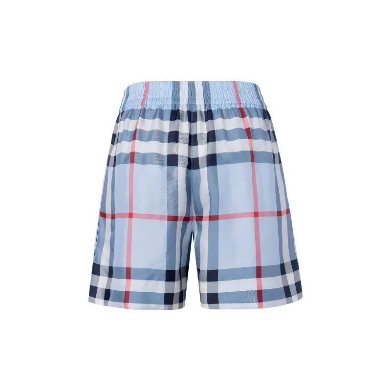 Burberry Check Pattern Silk Shorts Blue-1