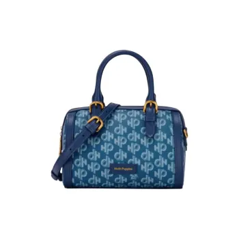 Hush Puppies Cow Leather Shoulder Bag Crossbody Bag Medium Size Women's Blue/White/Green