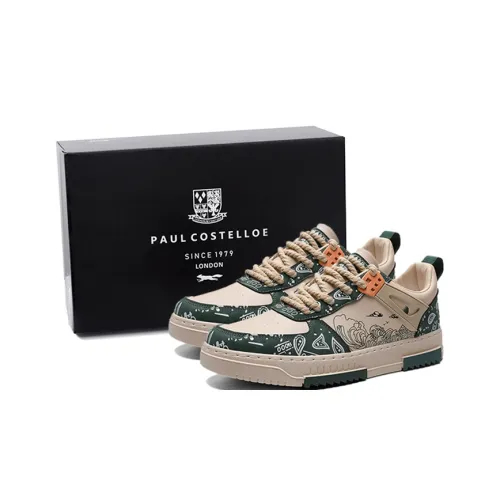 PAUL COSTELLOE Skateboard Shoes Men Low-Top Beige/Green