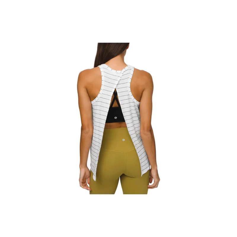 Lululemon All Tied Up Sport Vests Women's Black White Stripes-1
