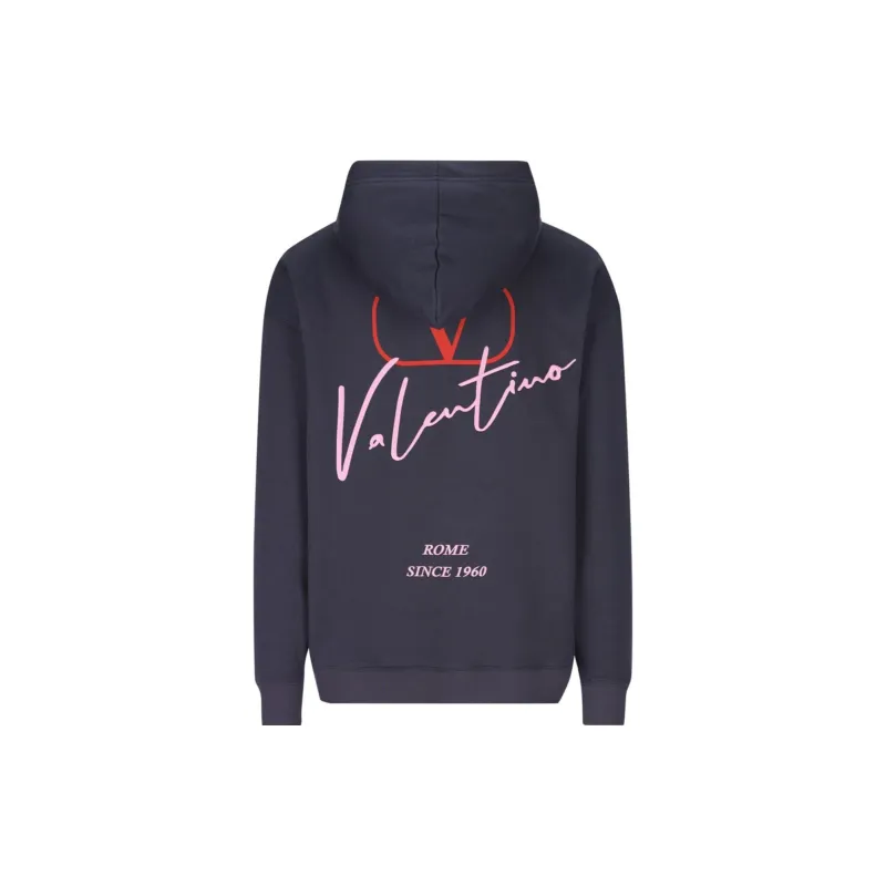 Valentino Logo Printed Drawstring Hoodie-1