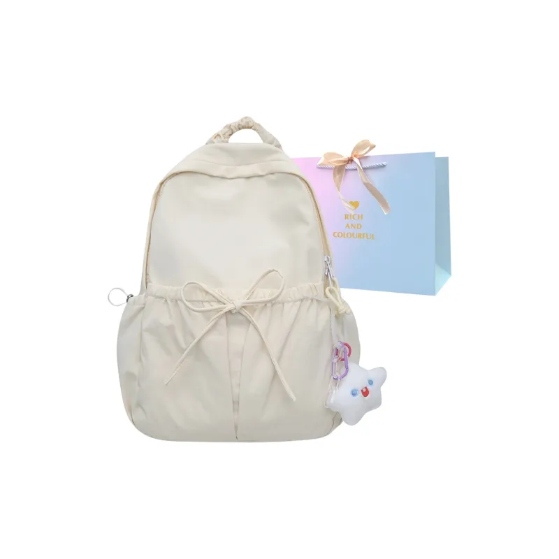 SUPERCUTE Nylon Backpack Regular Women's Blue/Beige/Pink/Black-3