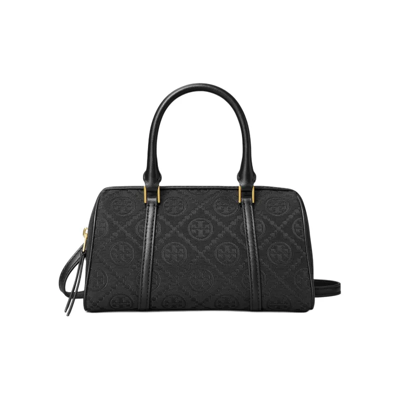 TORY BURCH T Monogram Fabric With Cow Leather Shoulder Bag, Crossbody Bag, Handbag Mini Unisex Black-0