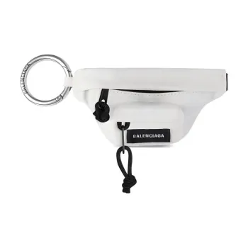 Balenciaga Nylon Keychain Fanny Pack With Key And Coin Purse Men's White