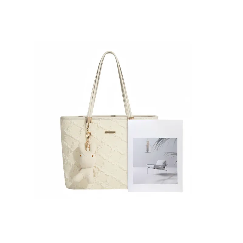 LETOO PU Tote Bag, Shoulder Bag Tubas Women's White-2
