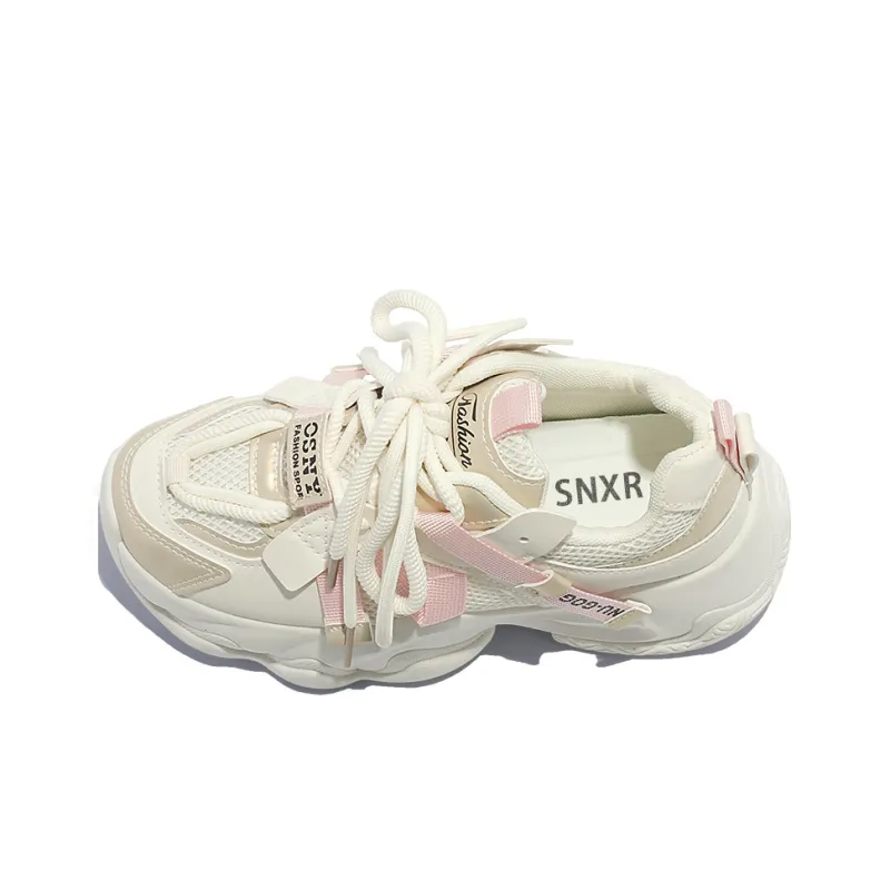 SNXR Anti-Slip Wear-Resistant Waterproof And Breathable Low-Top Chunky Sneakers Women's Beige-76