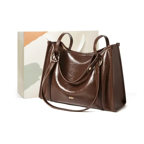15 MINS Synthetic Leather Tote Bag Shoulder Bag Women's Coffee/Ecru
