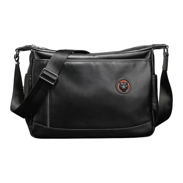 VIHUS Top Grain Cow Leather Shoulder Bag Regular Men's Black-1