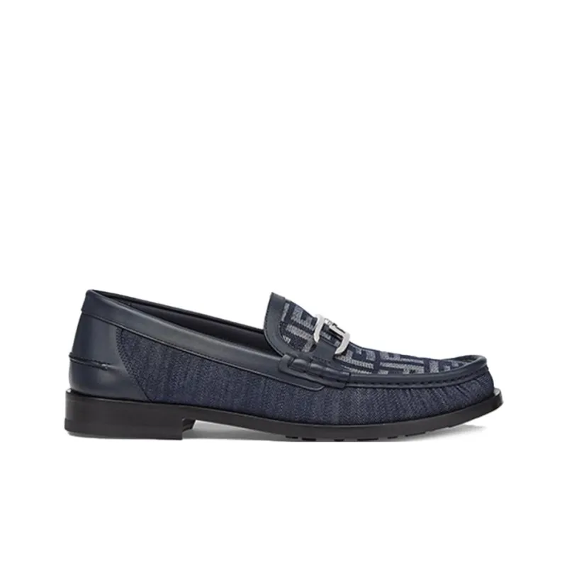 FENDI O'Lock Loafers Men's Blue-1
