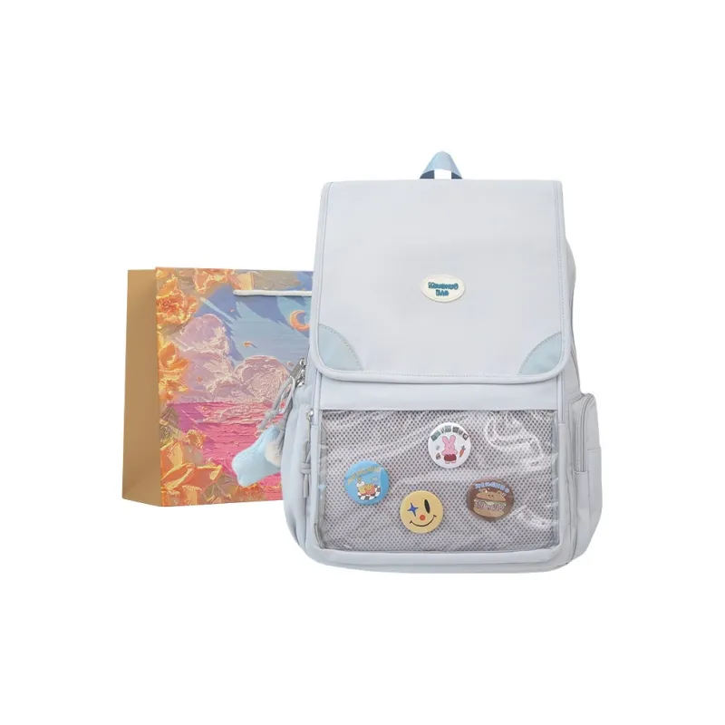 BRINCH Polyester Cotton Blend Backpack Women's Black/White/Blue/Yellow/Pink/Khaki-3