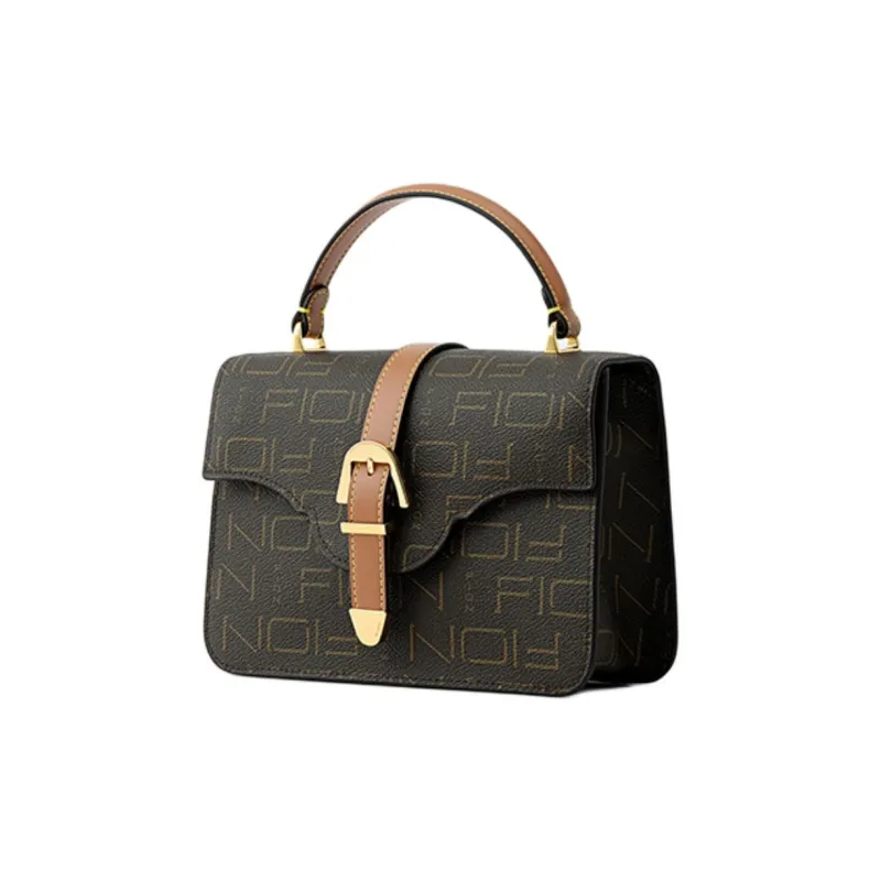 FION Coated Canvas Shoulder Bag, Crossbody Bag, Handbag Trumpets Women's Coffee & Tea Brown-2