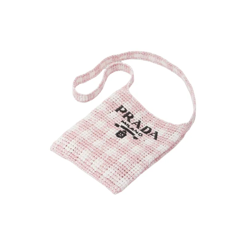 PRADA Straw And Wicker And Raffia Portable Crossbody Bag Shoulder Bag Women's Pink-1